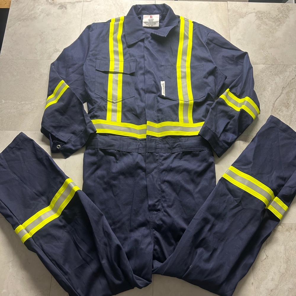 Flash Armor FR Coveralls Navy Blue Mens XL High Vis Flame Resistant NFPA 2112
